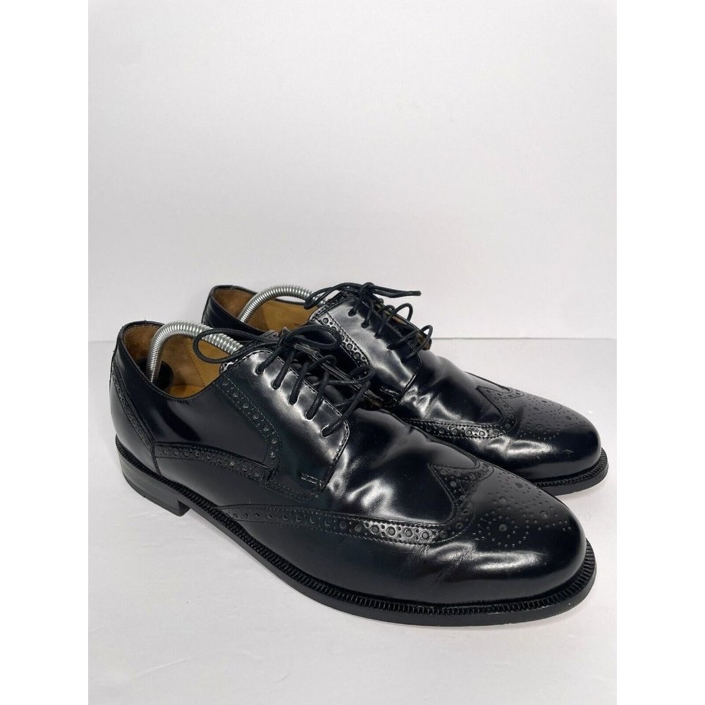 David Taylor Black Leather Wing-tip Oxford Shoes Men's Size 11